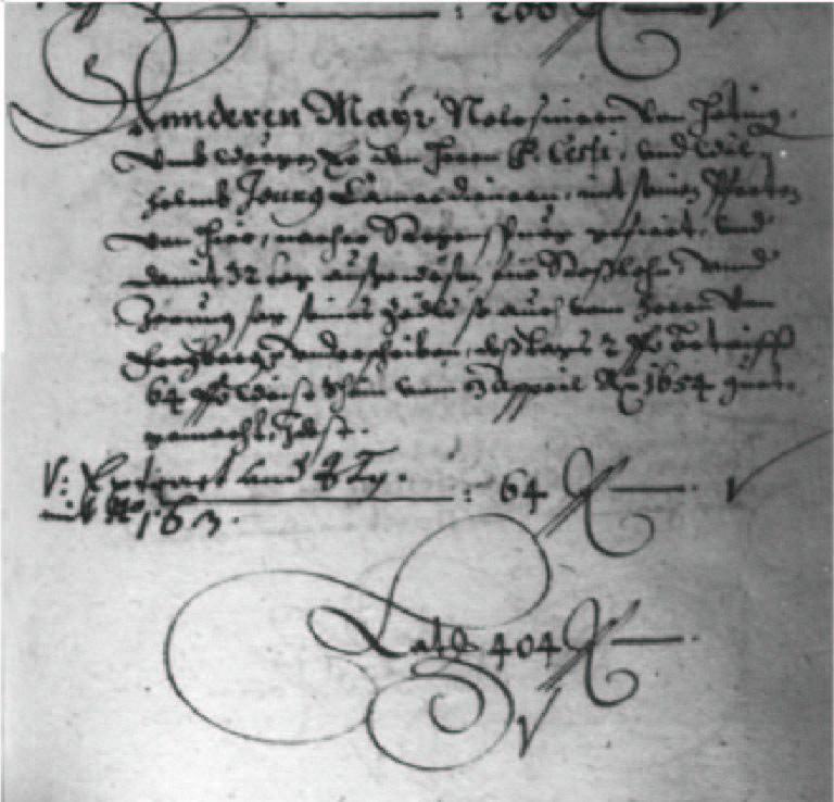 Figure 1. Tiroler Landesarchiv, Kammer Raitbuch 1655, Band 186, f. 788. Record of payment of 64 florins to Anderren Mayr, coachman, for taking Cesti and Young to Regensburg, April, 1654.