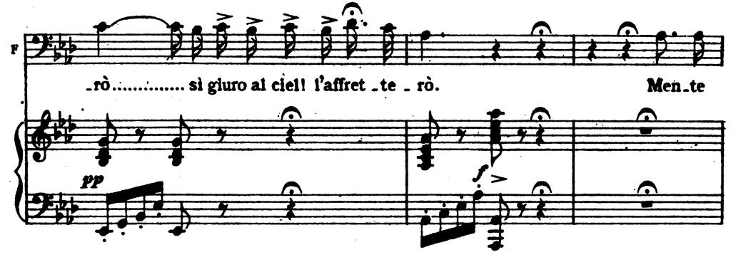 Figure 6-3: The climactic phrase of "La sua lampada vitale" from I masnadieri 113 It is clear from the length of this phrase that a breath is needed somewhere between la natura and the last l
