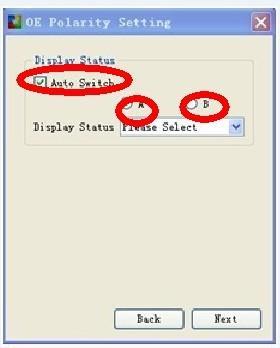 3) Click Next, then into Data Polarity setting Click A, what is the display status