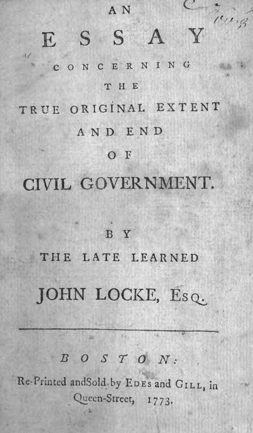 24 Early American Studies Winter 2010 Figure 3. The Boston pamphlet version of Locke s Second Treatise, the first stand-alone printing of the text in English.