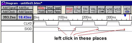 2. *Waveform Generation Features * The timing diagram editor is always in drawing mode so left clicking on a signal will draw a waveform.