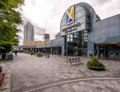 7 million square feet there are more than 30 quick and full service restaurants at Metropolis at Metrotown including gourmet coffee shops and juice bars such as Starbucks, Tim Hortons, Take 5 and