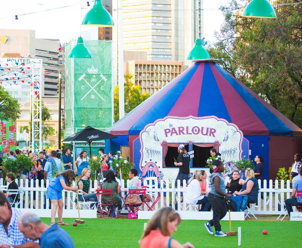 Our stunning pop-up venues are featured favourites at Adelaide Fringe s Garden of Unearthly Delights & Royal Croquet Club plus Sydney Festival, Brisbane Powerhouse, Dark Mofo and countless others.