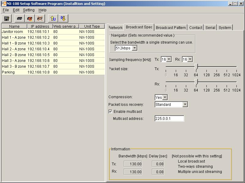 Chapter 3: SYSTEM SETTINGS (NX-100 SETUP PROGRAM) 6.4. Broadcast Spec Setting Step 1. Click on the Broadcast Spec tab of the System Setting Tool. The setting screen will be displayed. Step 2.