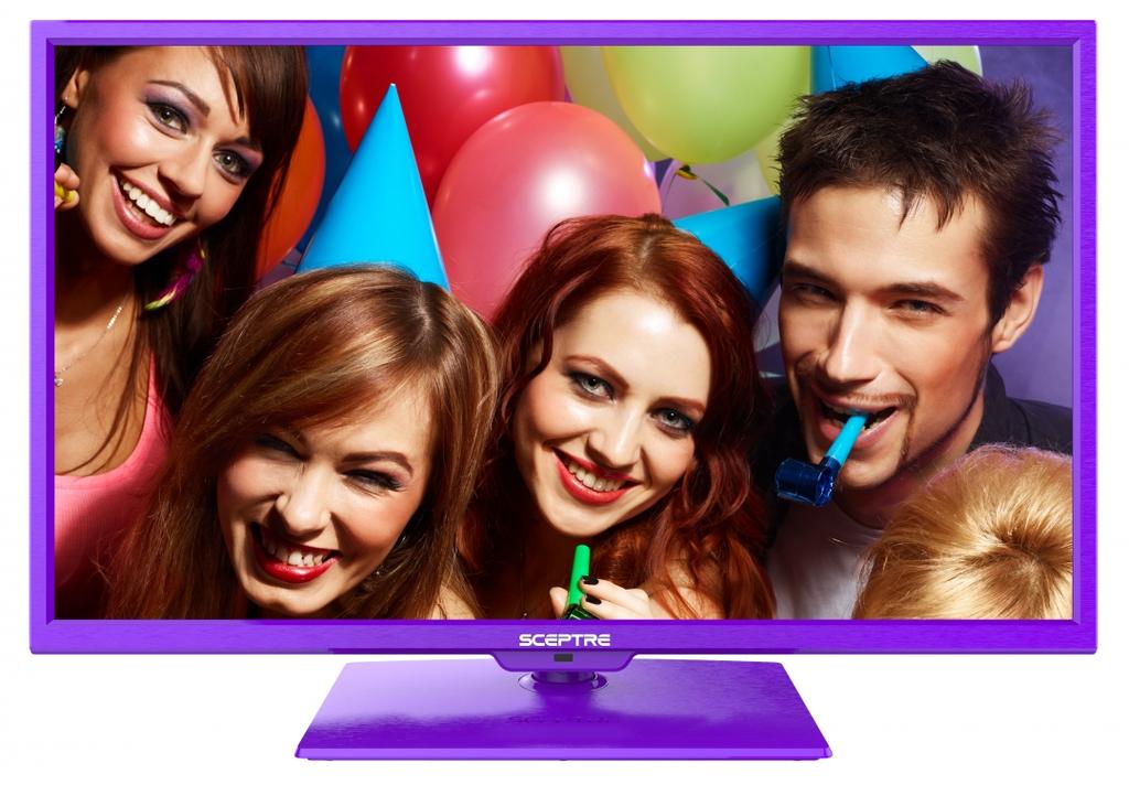 E325UD-HDR (Purple) Color Series Overview Introducing Sceptre new sleek and slim brush pattern 32" HDTV with built-in DVD Player with four different colors to choose from: pink, pearl white, blue,