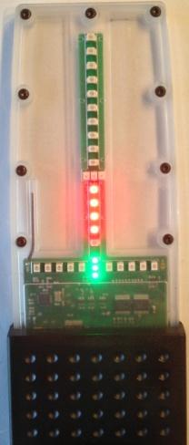 Working with the idig Laser Receiver Laser beam touching the laser receiver s reception field, but receiver is too low (horizontal LED bar green, and vertical LED bar red) Laser beam