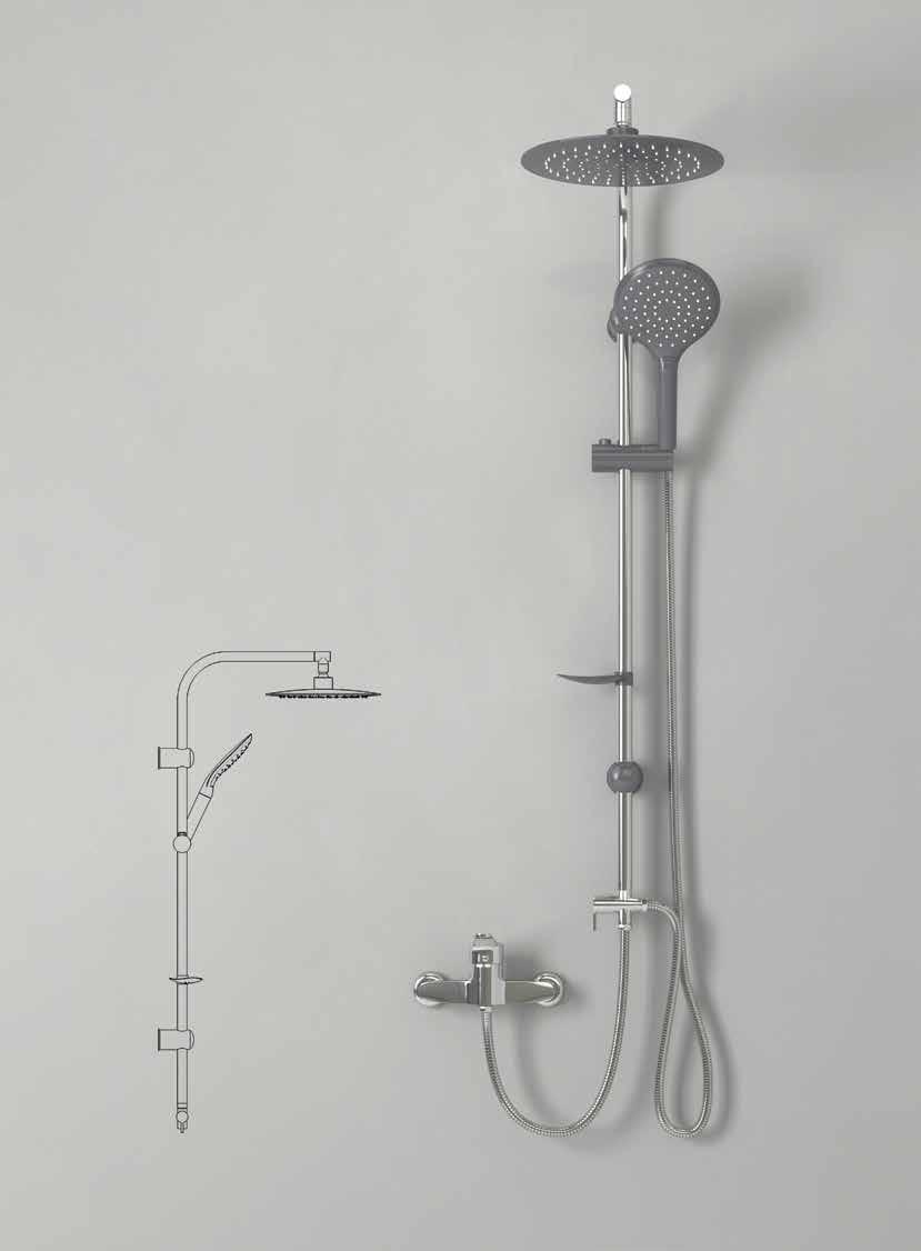 Code: RP15001 245mm Grey Top Shower 140mm Mono Grey Hand Shower Polished New Age