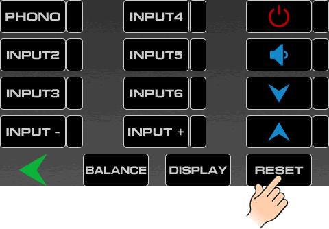 FUNCTION TOUCH PANEL DISPLAY The CP1 can be reset to its factory state, deleting all learned commands and other setup information as well as reverting all keys to their pre-programmed library