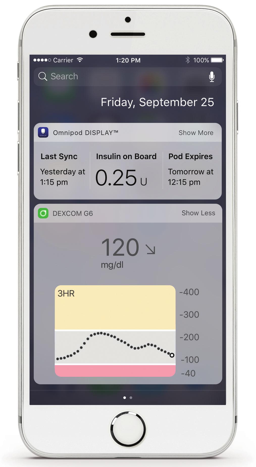 ADDITIONAL PRODUCTS Today View Widget The Dexcom System does not have integrated functionality with the Omnipod DASH System.