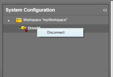 Shutdown Once the drive is in a Disabled state (1), disconnect the drive by right clicking on Drive01 (2).