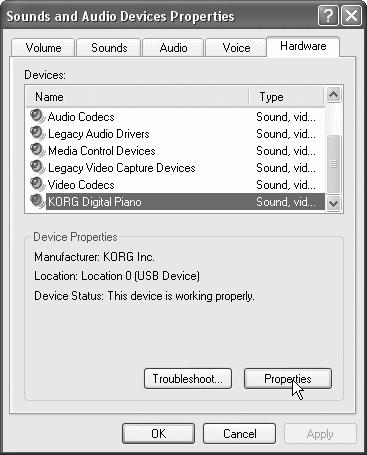 Uninstalling the Korg USB MIDI Driver for Windows XP 1.
