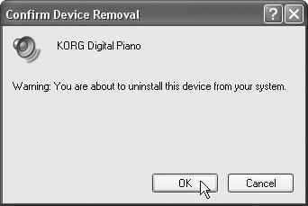 In the device list, select KORG Digital Piano, and then click the Properties button. 2.