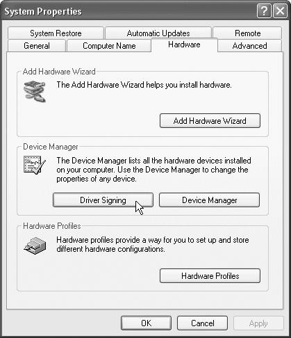 Disabling the Requirement for a Digital Signature If your Windows XP system is set to block installation of driver software that does not carry a recognized digital signature, it will not allow you