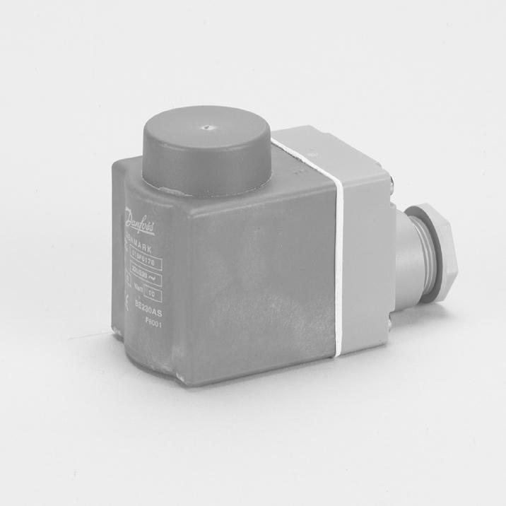 Coils for VDH and VDHT valves, Type BE Features 10 W AC 18 W DC Clip-on version Encapsulated coils with long operation life, Ambient temperature: Up to +80 C Suitable for moist environments All usual