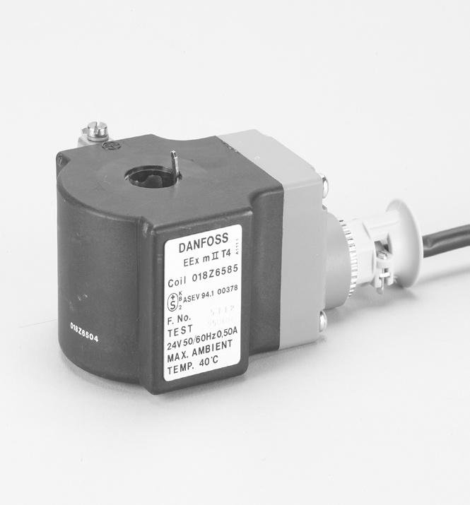 Coils for VDH and VDHT valves, Type BO; Eex m II T4 Features 10 W AC 10 W DC For explosion-risk environments, such as where flammable liquids and gases are produced, transported or tapped Approvals