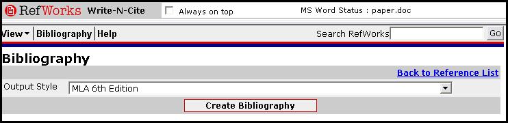 When you are ready to form at your paper and works cited list, click Bibliography and proceed with the following steps (see im age below): Under Output Style, select MLA 6 th Edition (or whichever
