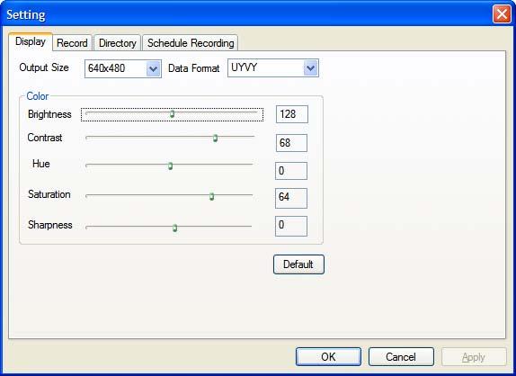 Setting 5.2 Analog Video Settings (AV-In/S-Video) If your current source is AV-in, or S-Video, you will see the following options: 5.2.1 Display Settings Output Size: Here you can specify the display size of the analog source.