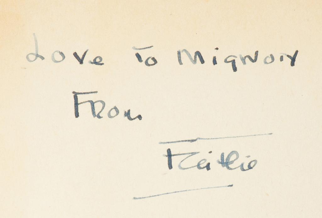 inscribed by Baldwin on the front endpaper to crime novelist Mignon Eberhart: Love to Mignon From Faith.