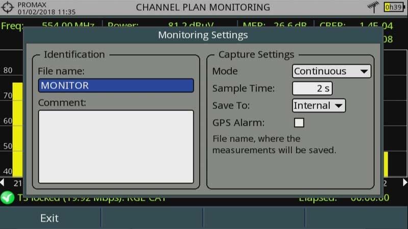 5.9.4 Settings User can adjust some parameters on the Signal Monitoring: Figure 82. Settings for Single Channel Monitoring File Name: User can give a name to the file where data is saved.