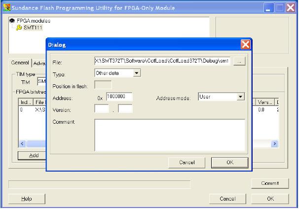 bin DSP application: Type: other data; address 0x1000000; address mode: user.