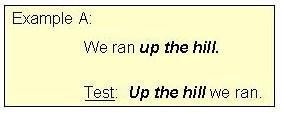 confusing prepositions with particles, test by moving the word (up) and words following it to