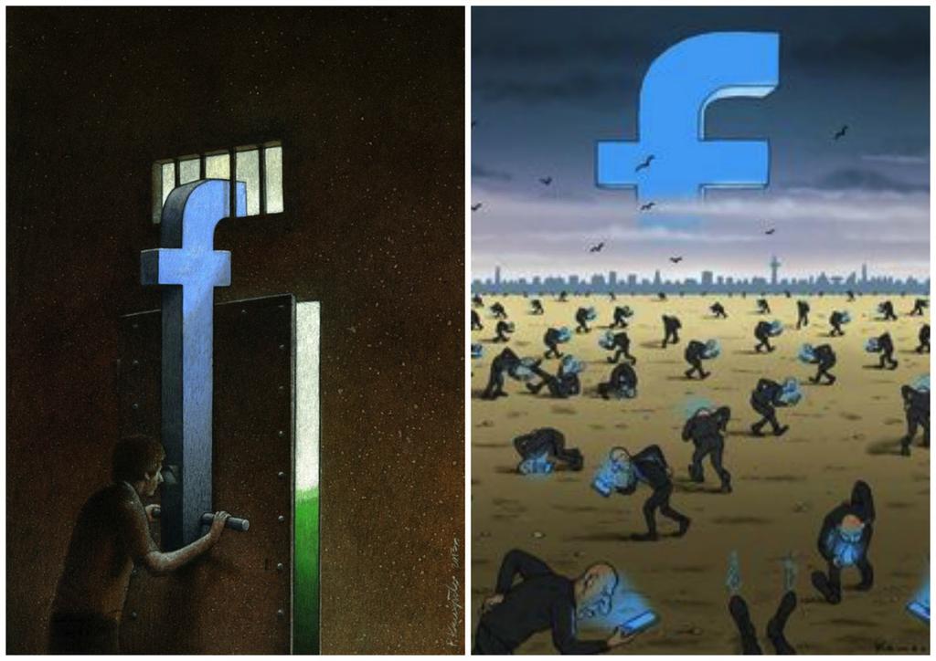 Consider what these two cartoons are really saying about Facebook: What makes