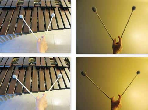 When playing with two mallets, the use of a wrist rotation technique (Figure 3) helps the body remember distances of an octave or less.
