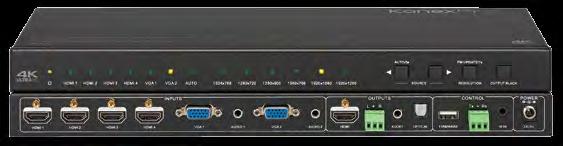 (Transmitter & Receiver Set) 3-input Collaboration Auto - Switcher & Scaler w/ HDBaseT Reliable switching with
