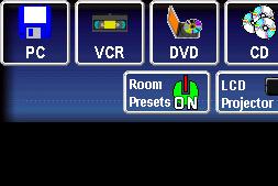 2 The Menu Bar Room Presets Room Presets The ROOM PRESETS button changes the number of tasks that are or not automated. WHEN A ROOM PRESETS ARE ON: When a device is selected from the menu bar:.