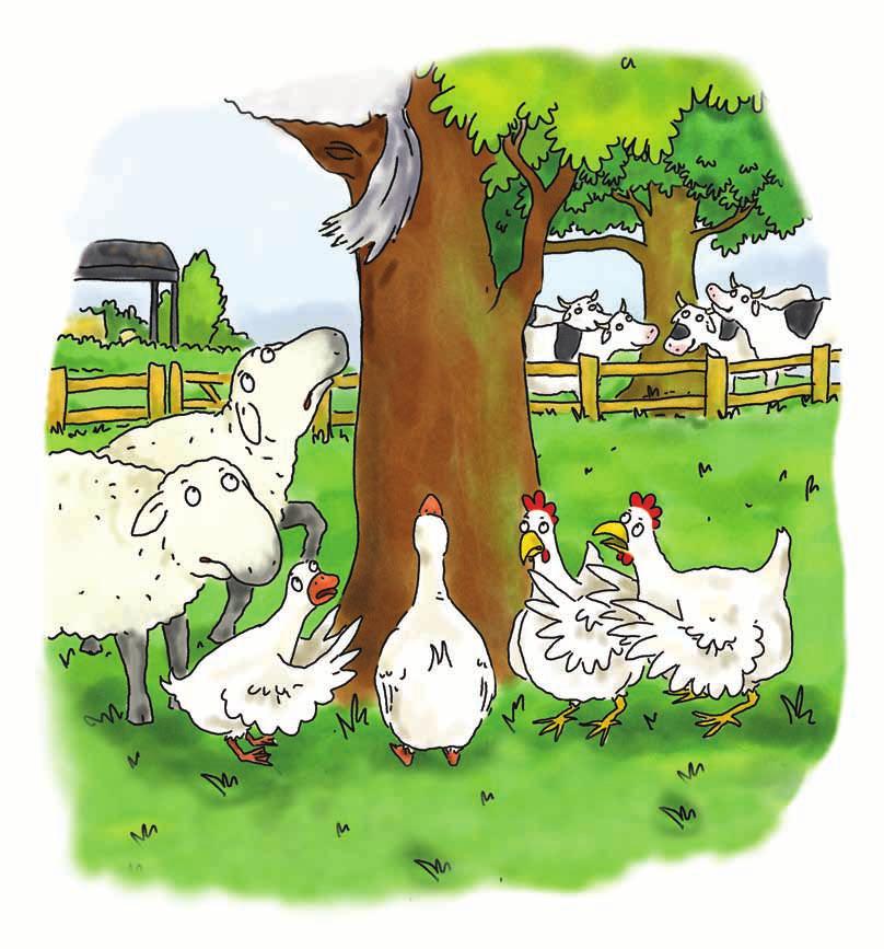 The ducks and the hens and the sheep ran to the tree to help