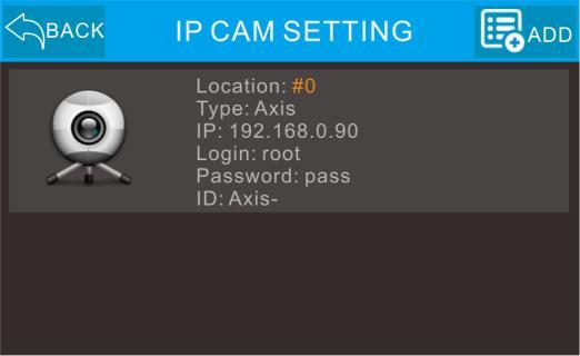 IP: Set IP address for the IP camera.
