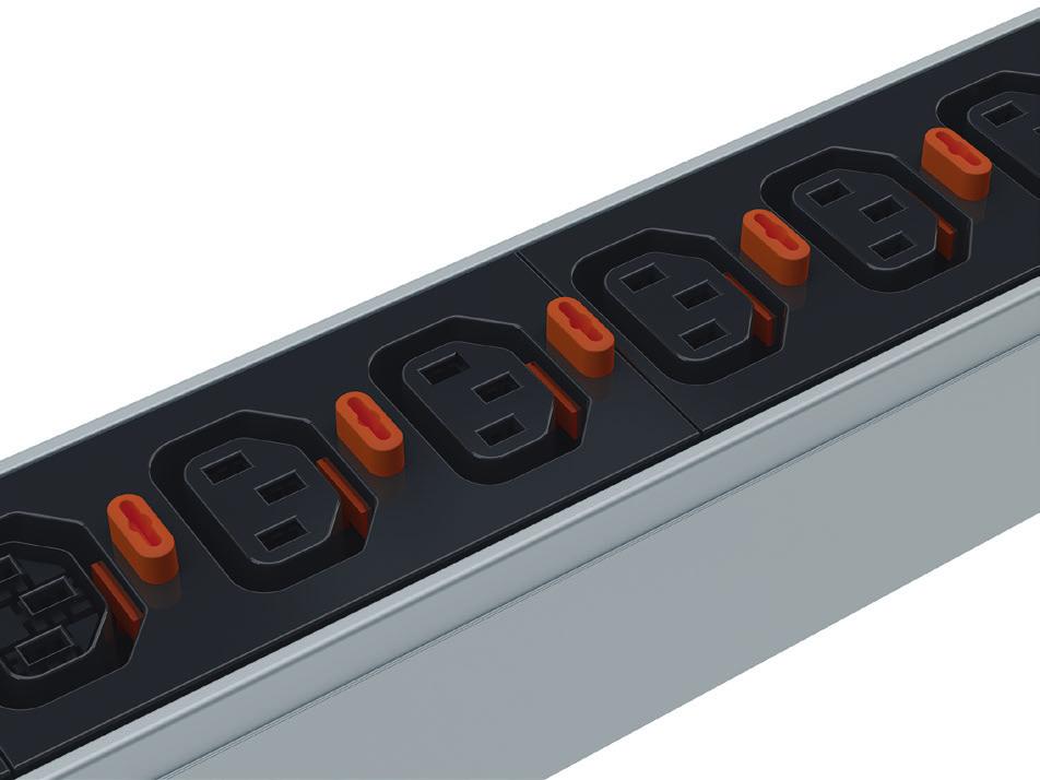 Universal solution compatible with all the cords (C14 plugs for C13 and C20 plugs for C19) British standard outlets are equipped with blanks Delivered with 2 sets of metallic mounting brackets: -