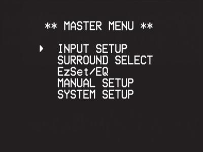 The menu system is accessed by pressing the OSD Button on the remote. The Master menu will appear (see Figure 18). Eliminate extraneous background noise, such as noisy air conditioning.