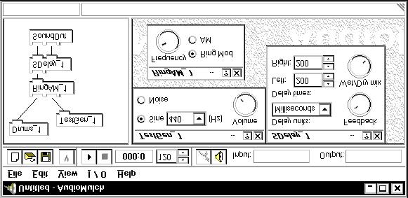 Figure 1. AudioMulch user interface, showing the Patcher and Parameter Editors. Unlike many other computer music environments, AudioMulch provides a visual interface for every module.