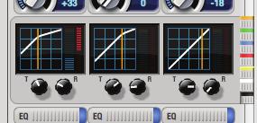 Orange Green Blue Red Yellow White Black EQ band selectors LP/HP filter selector Compressor selector Colored knobs Compressor selector Shortcut: hold down the Option/Alt key while clicking an EQ