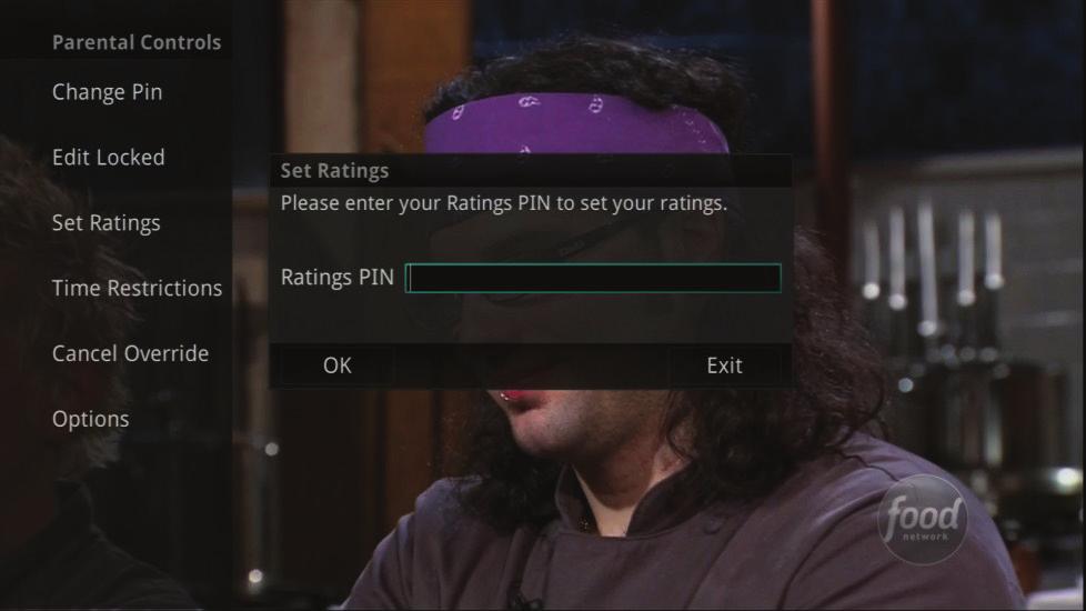 Press the Red button on the remote to discard the changes and return to normal viewing. Set Ratings 1. Within the Parental menu, arrow to the right and select the Set Ratings category.
