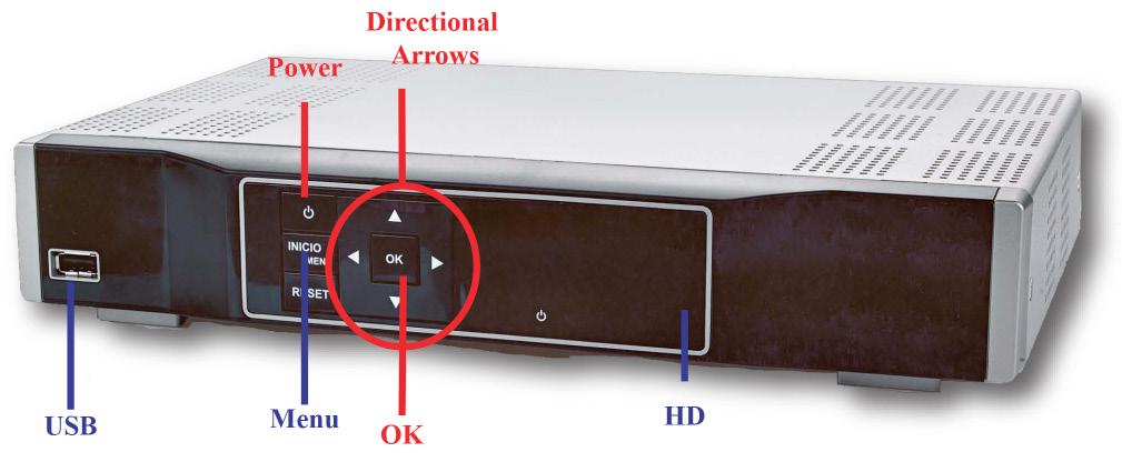ADB 3800 Below is an explanation for each of the controls and lights listed above. The Power button, if held for less than five seconds, turns the Set Top Box on or off.