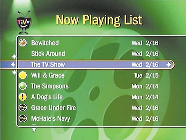 Now Playing List Press the LIST button or press the TiVo button twice to go the Now Playing List. You'll find all your recorded programs here. Just highight one and press PLAY to start watching.