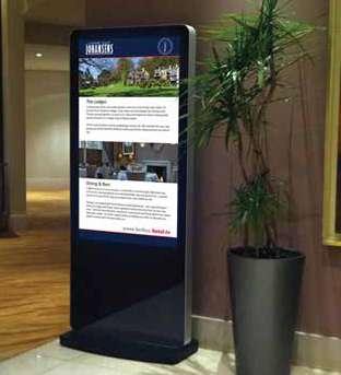Interactive kiosks come with a touch screen, and essentially respond to user inputs via touch. Digital kiosks are mostly used in retail, F&B, hospitality and the health industry.