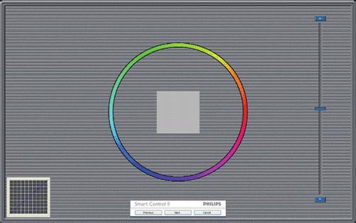3. Optimizacija slike 1.»Show Me«(Pokaži mi) zažene vodič za kalibracijo barv. 2. Start - zažene zaporedje kalibracije barv, ki poteka v 6 korakih. 3.