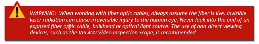 7 IV. Fiber Optic Endface Inspection and Cleaning Contamination of fiber connector surfaces is the top reason for link failure in the installation of optical fiber cable.