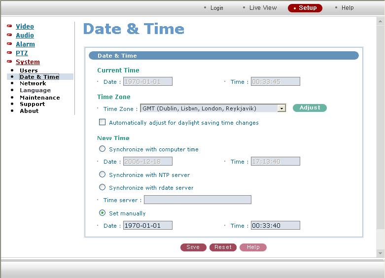 Date & Time Setting Date & Time Current Time: Indicate a current time. Date: Indicate a current day, month, and year. Time: Indicate a current day, month, and year.