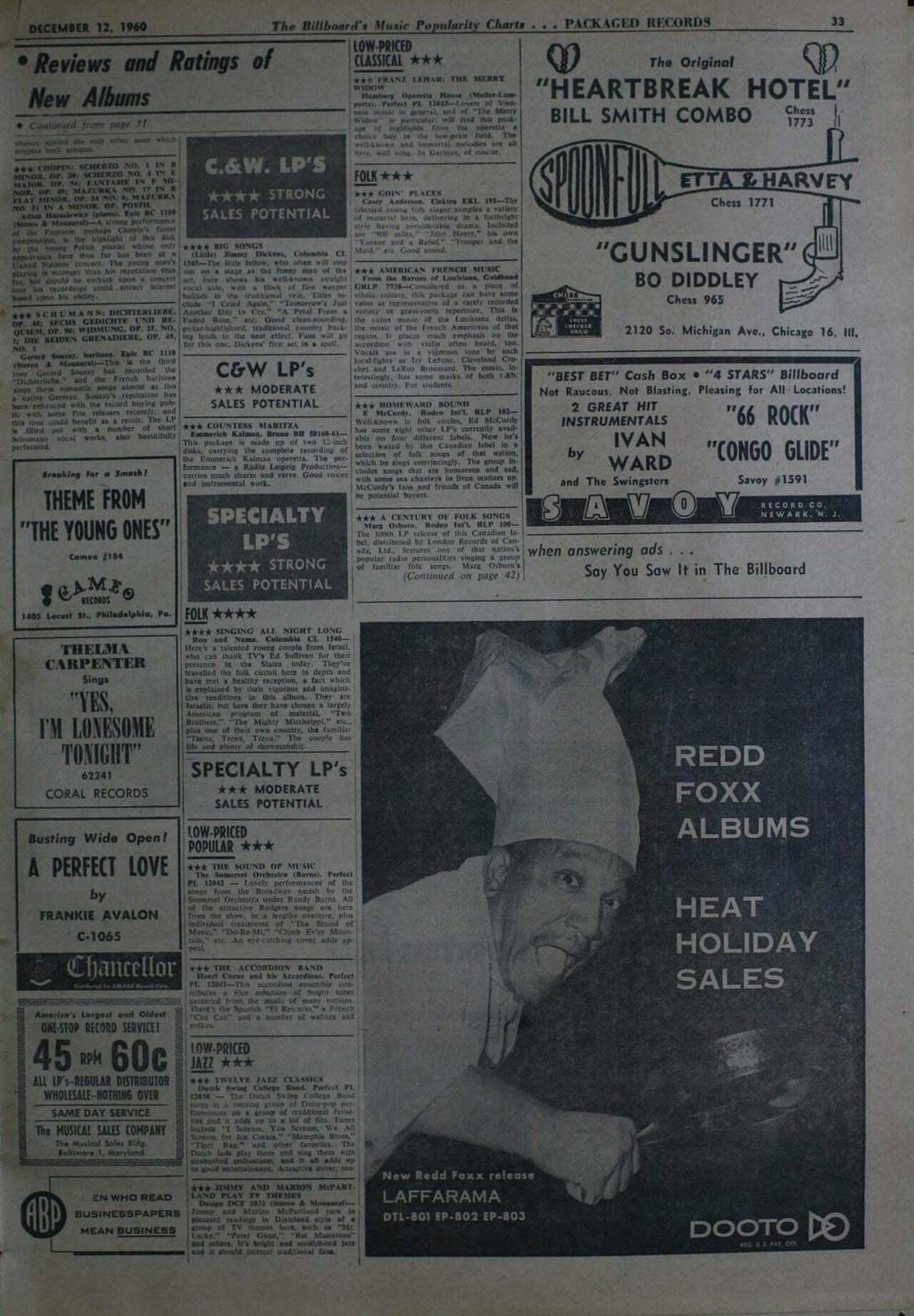 DECEMBER 12. 1960 The Rillboard'g Popularity Charte... PACKAGED RECORDS 33 Reviews and Ratings of New Albums t,.afglued /ruin parr JI tarisse Matent eba tub Miser tome wbkb cool. MM MIMAI.