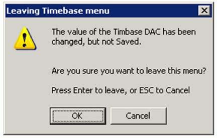 Service and Diagnostics Menus Service Key Descriptions Timebase Allows the technician to adjust the 10 MHz reference ( timebase ) manually.