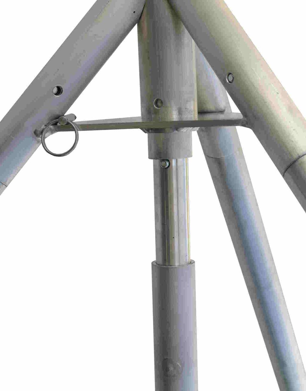 Attach Equipment 1. Attach equipment to the tripod mast, such as a wind sensor, light, or antenna. 2. Align the equipment before erecting the mast. 3. Attach equipment to the tripod mounting mast.