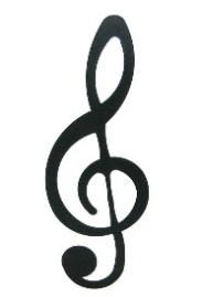Treble Clef sign used to denote G on the staff used in writing music for high