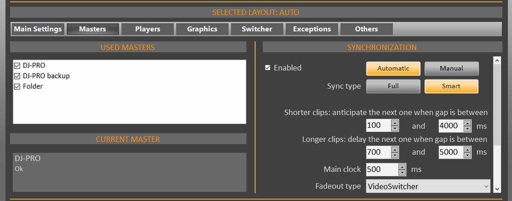 4.2 MASTERS Layouts Editor Masters From USED MASTERS section it is possible to choose which automation (MASTER) can command the Visual Radio.