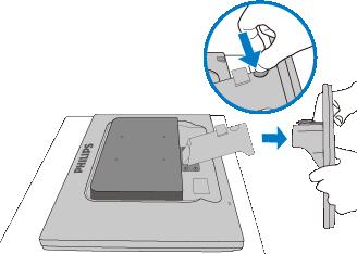 Detach the Base Stand Place the monitor face on a safe surface, push down on the release button and pull the base stand awayfrom the