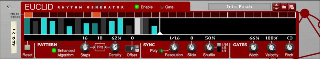 Introduction Euclid Rhythm Generator is an algorithmic gate sequencer for Reason.