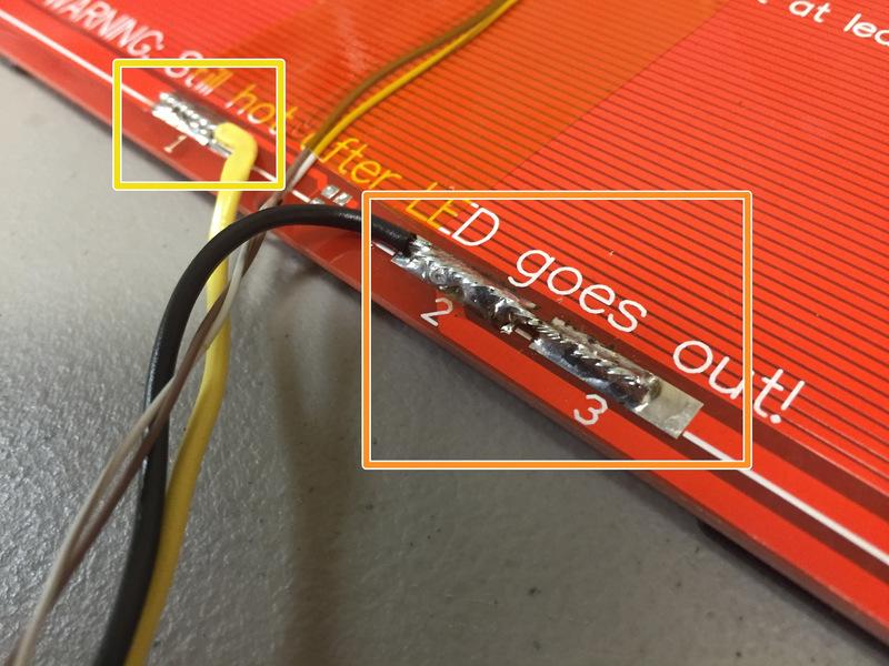 Heated Bed - Pwr supply +12V Pwr supply GND Thermistor wiring NOTE: For now, it is